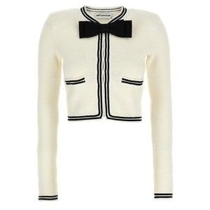 Self-Portrait Cream Bow Jacquard Cardigan - NWT